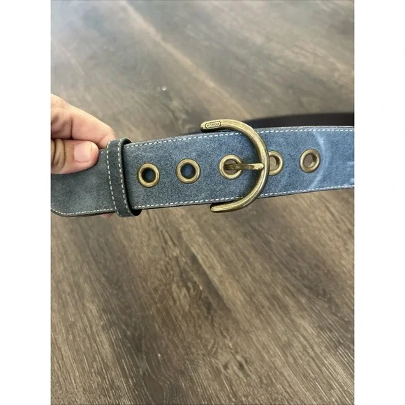 COACH Vintage Y2K Soho Blue Suede Luxury Designer Belt Size  display picture 1